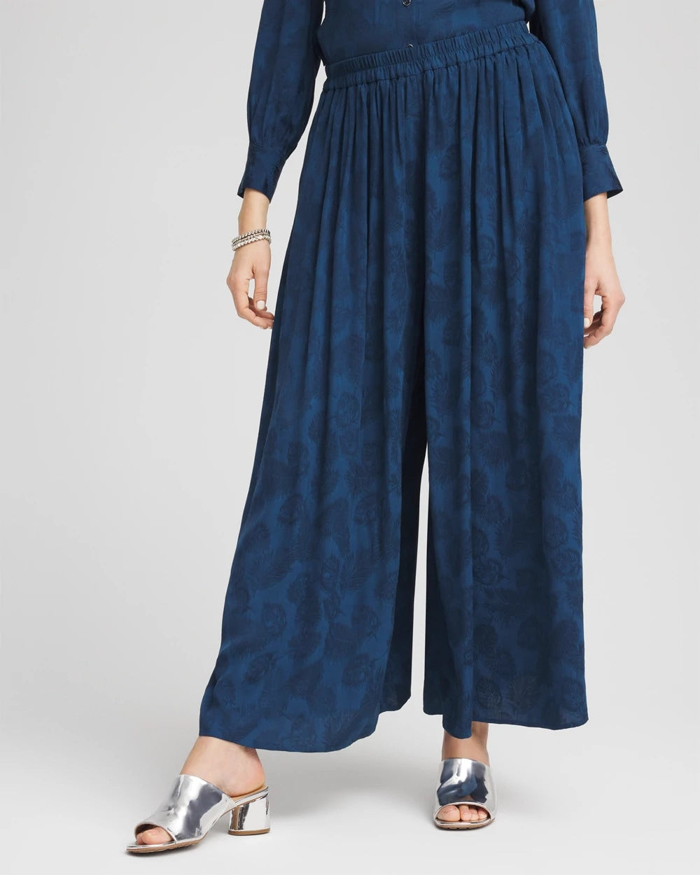 Chico's On Sale Seaport Jacquard Culotte Wide-Leg Pants