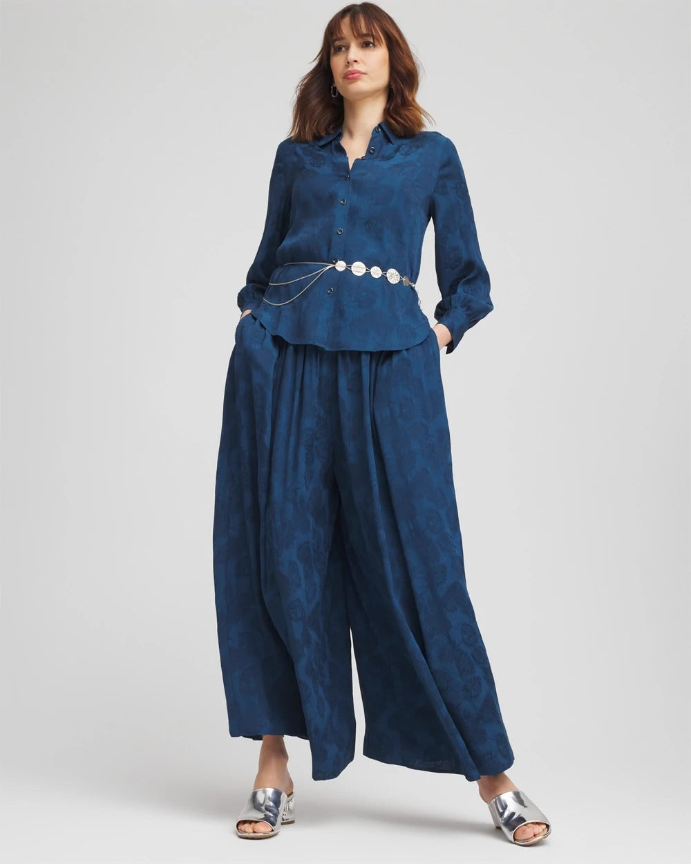 Chico's On Sale Seaport Jacquard Culotte Wide-Leg Pants