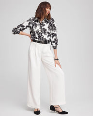 Chico's Online Ecru Crepe Pleated Relaxed Pants
