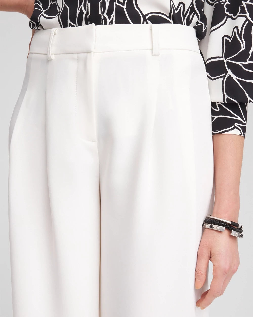 Chico's Online Ecru Crepe Pleated Relaxed Pants