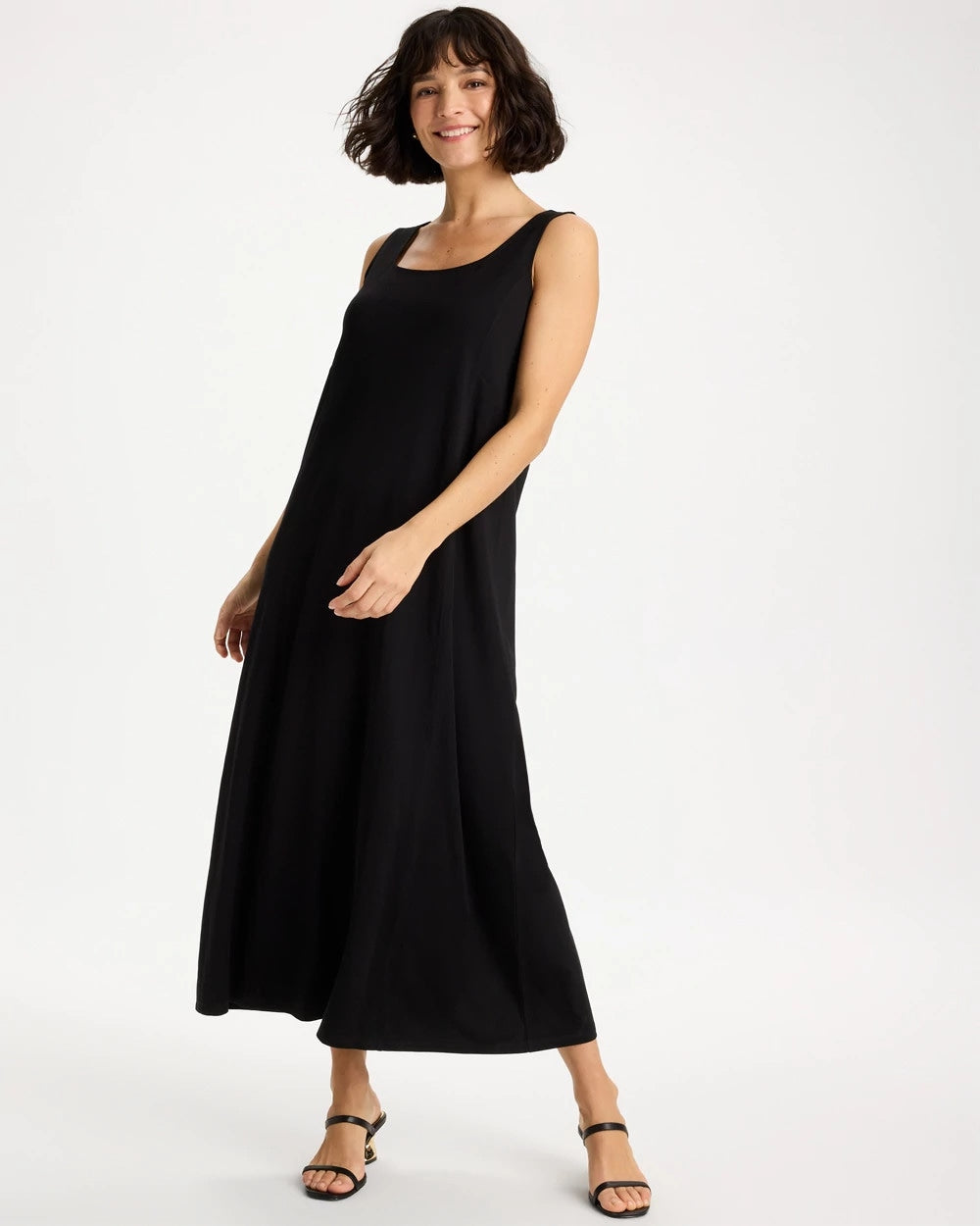 Chico's Outlet Black Ponte Seamed Maxi Dress