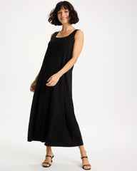 Chico's Outlet Black Ponte Seamed Maxi Dress