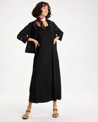 Chico's Outlet Black Ponte Seamed Maxi Dress