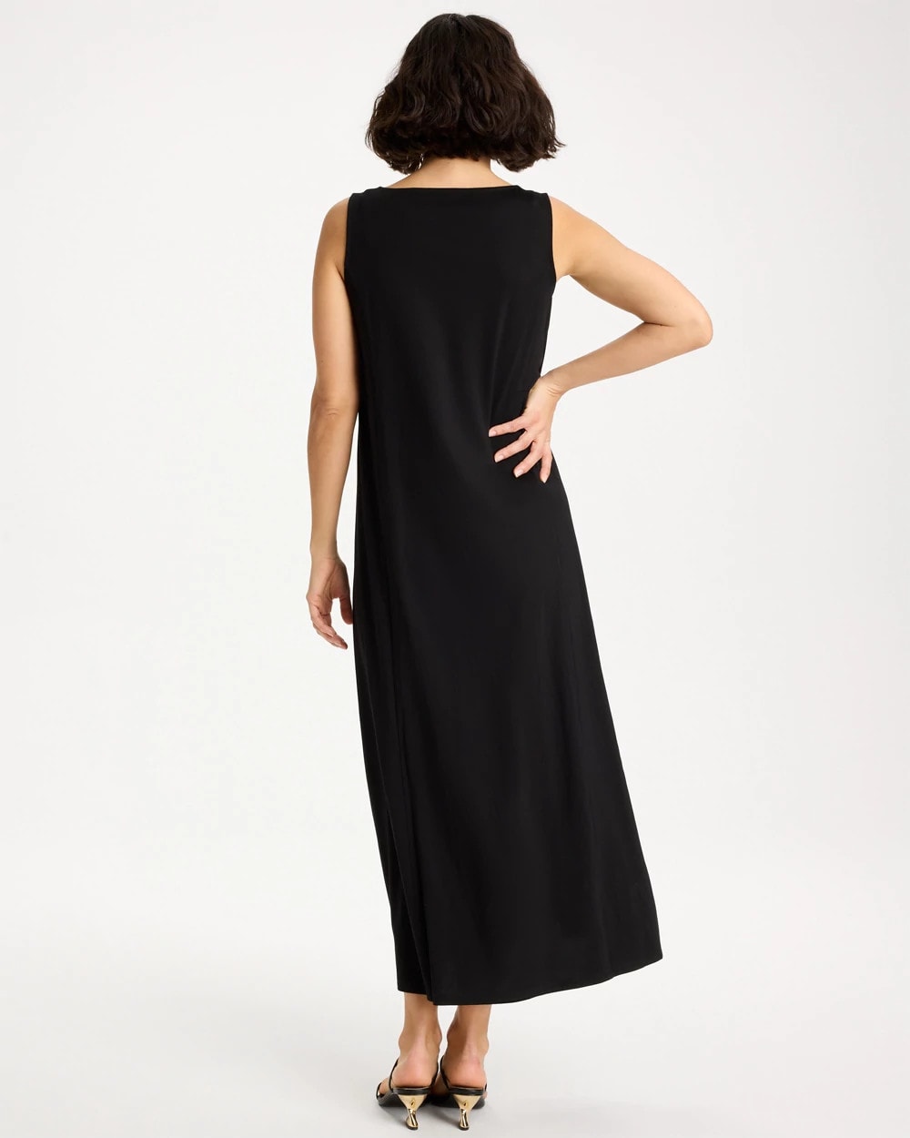 Chico's Outlet Black Ponte Seamed Maxi Dress
