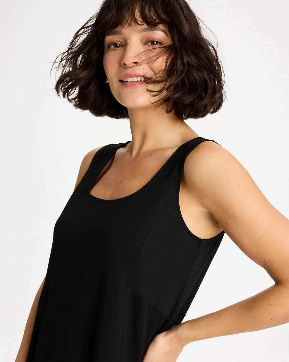 Chico's Outlet Black Ponte Seamed Maxi Dress