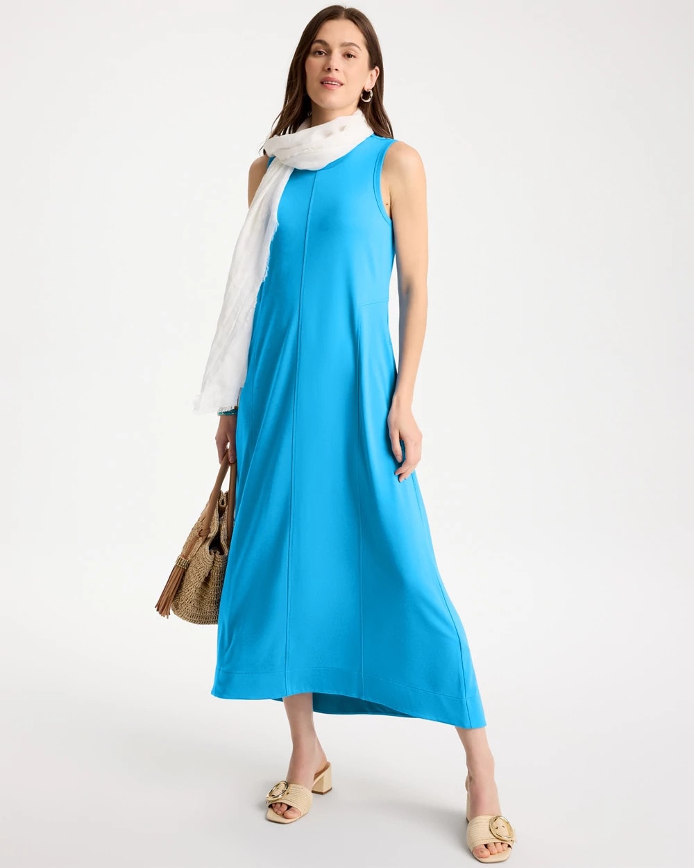 Chico's Discount Blue Tide Jersey Knit Maxi Dress
