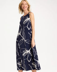 Chico's For Sale Passport Blue Travelers™ Knit Botanical Jeweled Dress