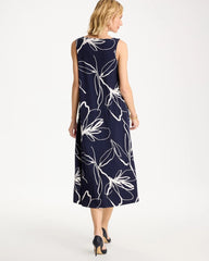 Chico's For Sale Passport Blue Travelers™ Knit Botanical Jeweled Dress