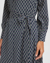 Chico's Online Passport Blue Chain Print Maxi Shirtdress
