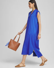 Chico's Discount Rich Cobalt Petite Popover Poplin Maxi Dress