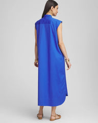 Chico's Discount Rich Cobalt Petite Popover Poplin Maxi Dress
