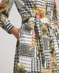 Chico's Outlet Ecru Artisanal Floral Print  Maxi Shirtdress