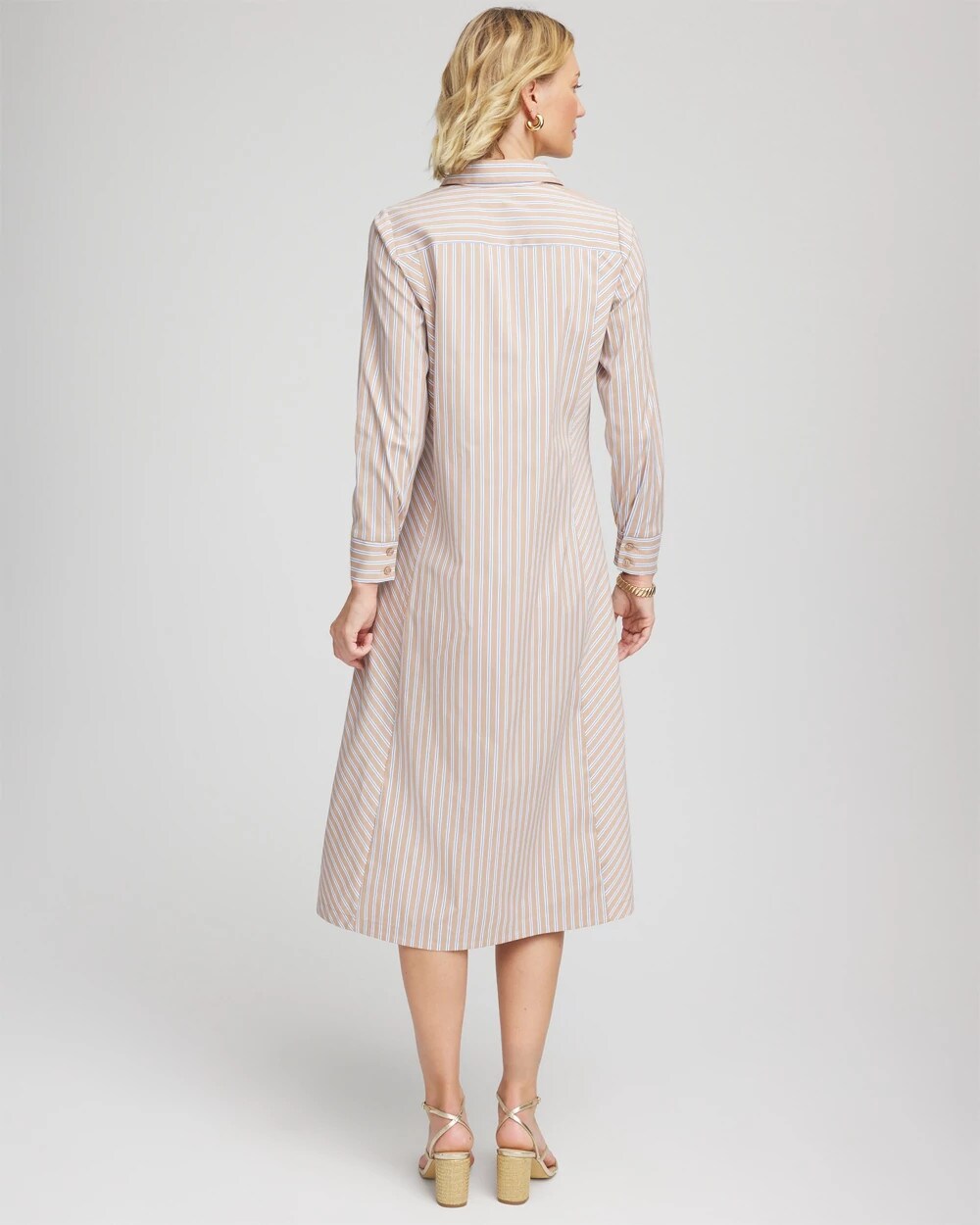Chico's On Sale Vanilla Chai Vanilla Chai Striped Shirtdress