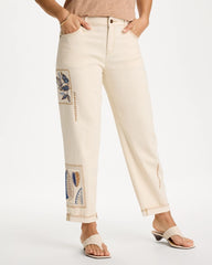 Chico's Outlet Natural Seeded Patchwork Relaxed Boyfriend Jean