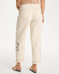 Chico's Outlet Natural Seeded Patchwork Relaxed Boyfriend Jean