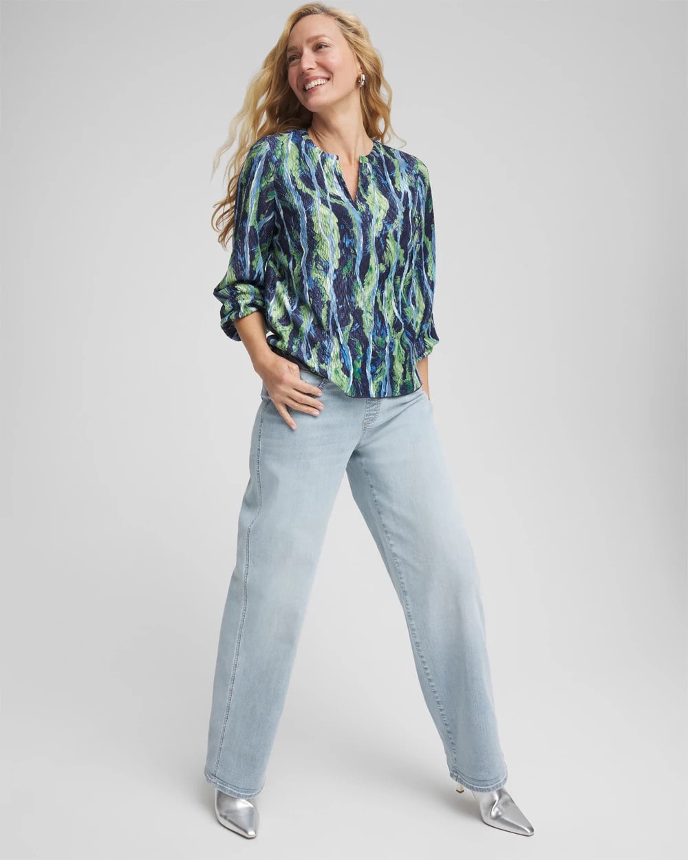 Chico's On Sale Delphinia Indigo Petite Pull-On Wide-Leg Jeans
