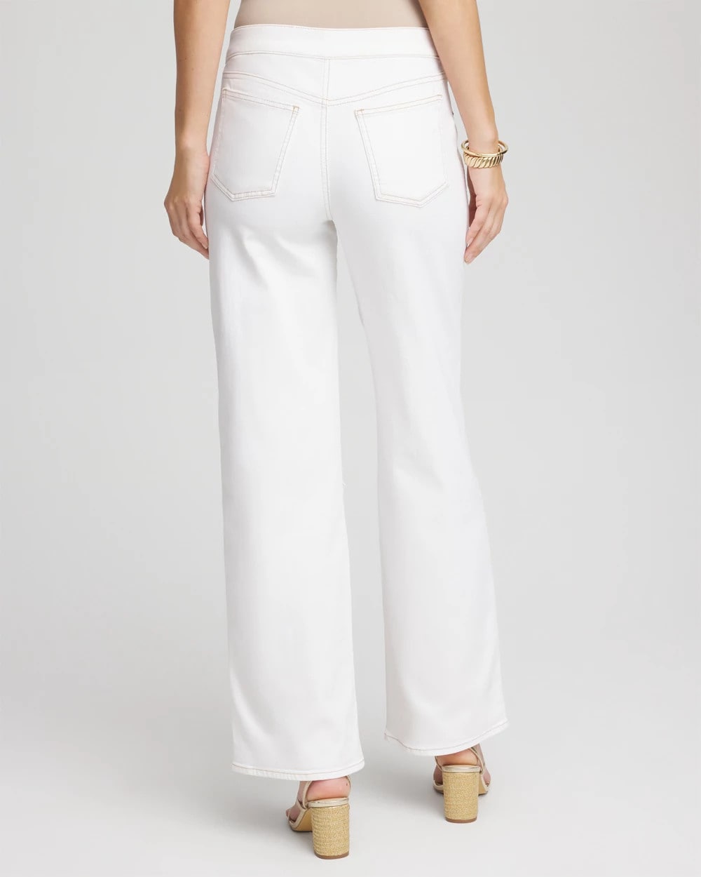 Chico's Sale Natural Seeded Petite Seeded Pull-On Wide-Leg Jeans