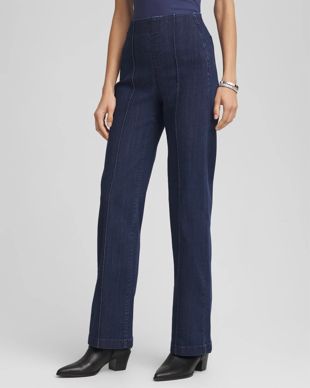 Chico's Outlet Bridge Street Rinse Pull-On Wide-Leg Trouser Jeans