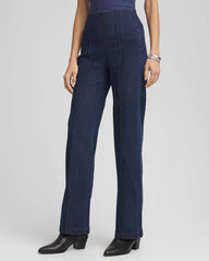 Chico's Outlet Bridge Street Rinse Pull-On Wide-Leg Trouser Jeans