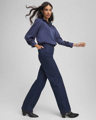 Chico's Outlet Bridge Street Rinse Pull-On Wide-Leg Trouser Jeans
