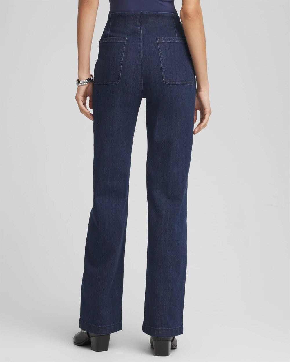 Chico's Outlet Bridge Street Rinse Pull-On Wide-Leg Trouser Jeans