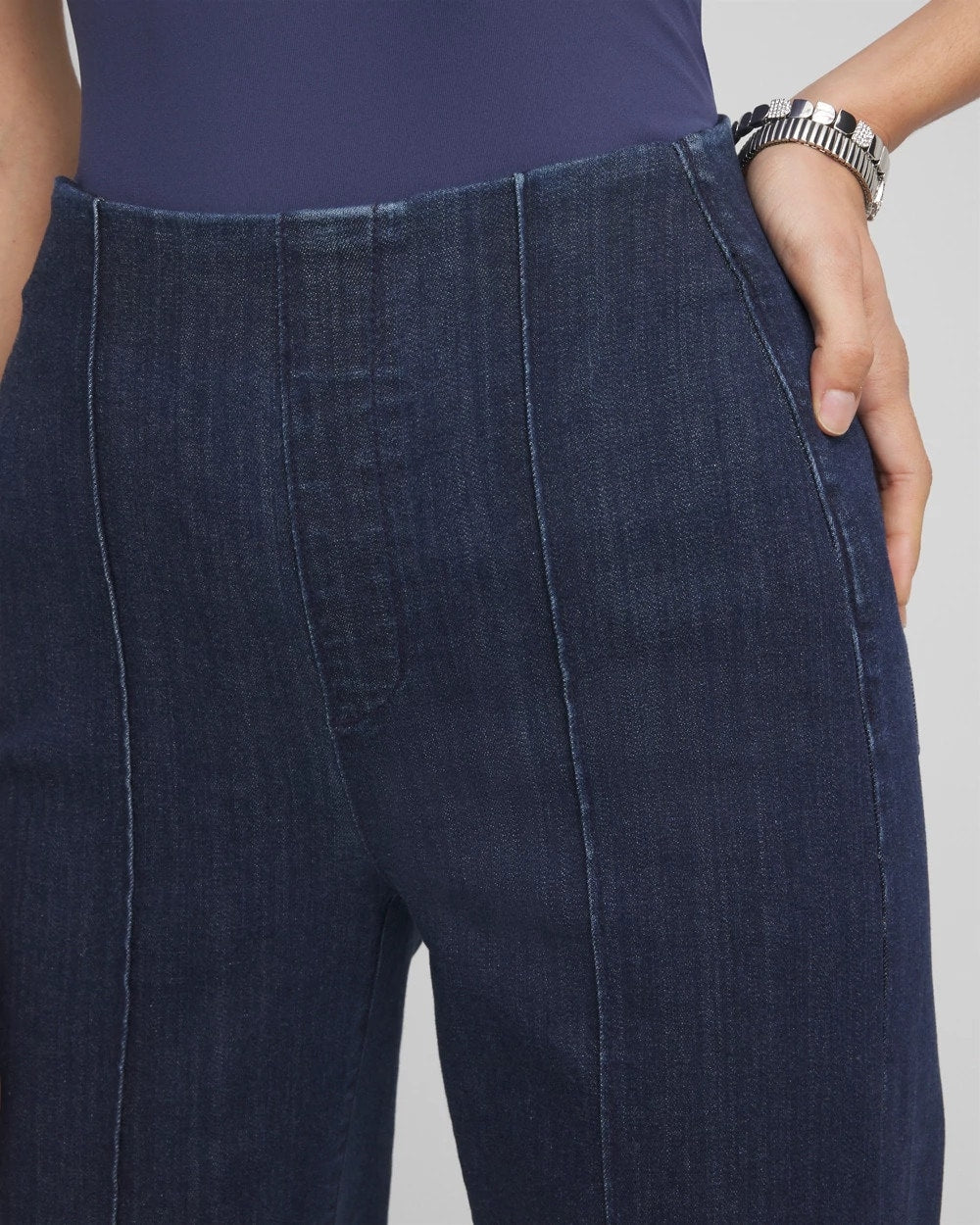 Chico's Outlet Bridge Street Rinse Pull-On Wide-Leg Trouser Jeans