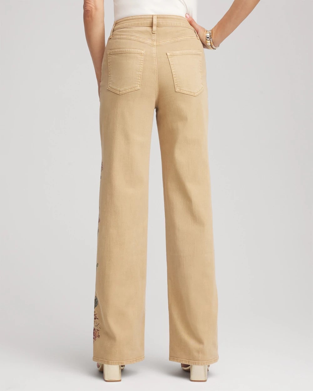 Chico's On Sale Cafe Aroma Embroidered High-Rise Wide-Leg Jeans
