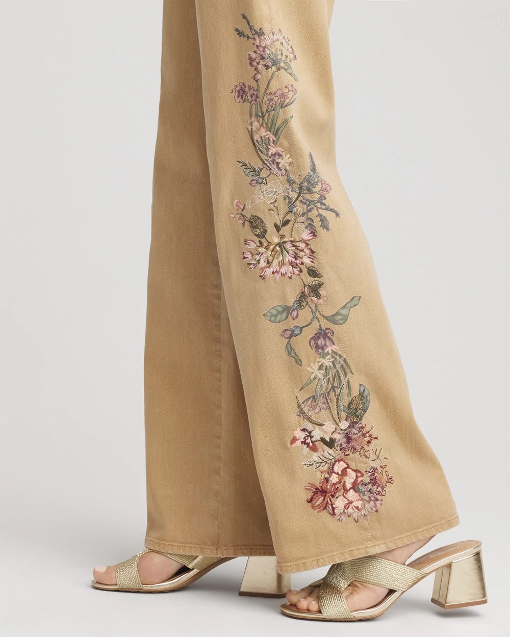 Chico's On Sale Cafe Aroma Embroidered High-Rise Wide-Leg Jeans