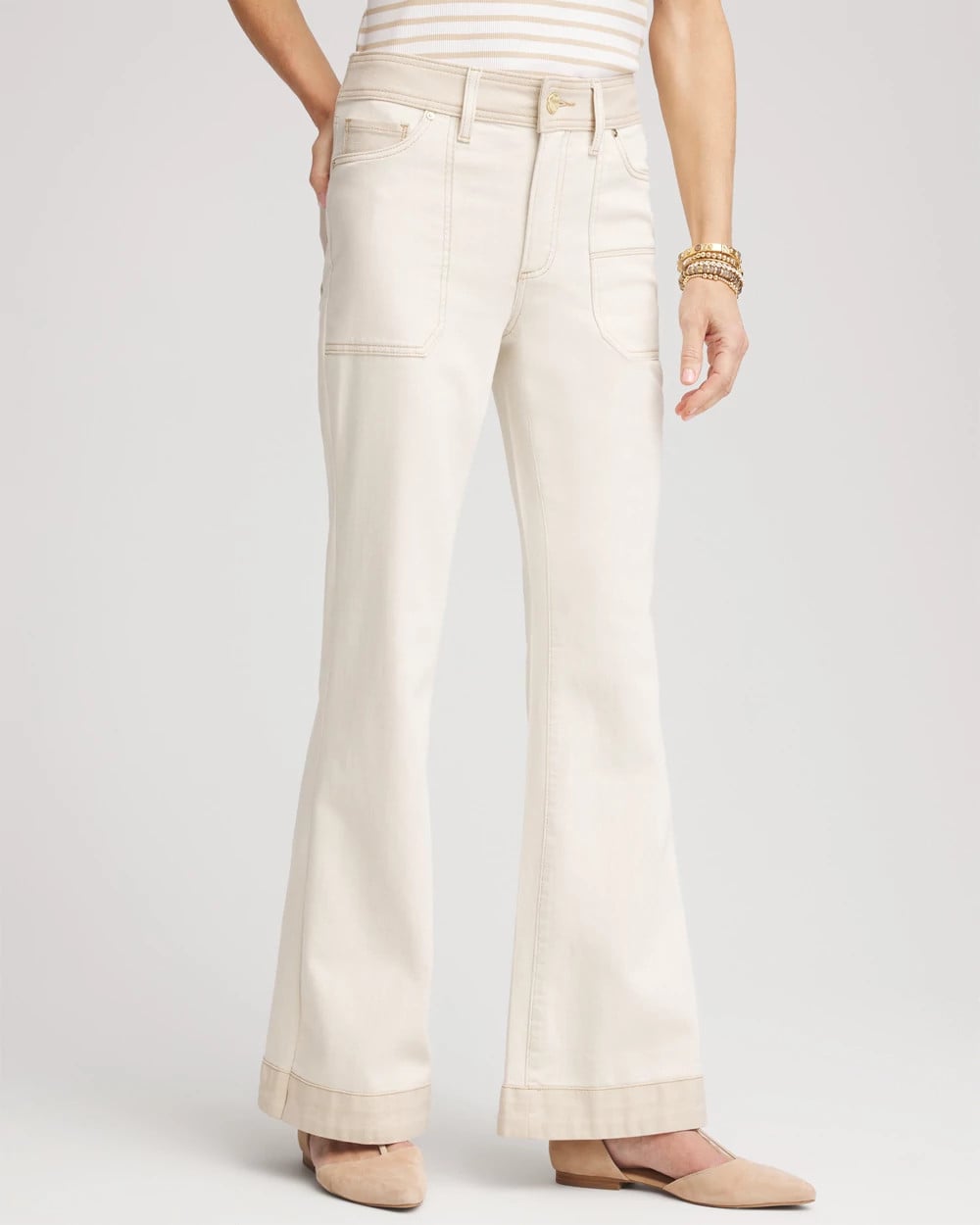 Chico's Online Neutral Colorblock Wide Flare Jeans