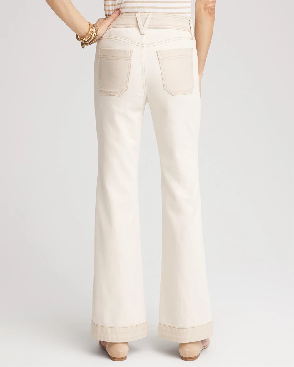 Chico's Online Neutral Colorblock Wide Flare Jeans