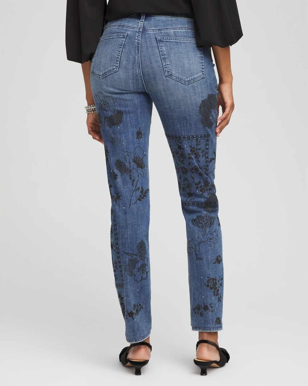 Chico's Sale Emilia Indigo Mixed-Media Girlfriend Slim Ankle Jeans
