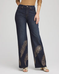 Chico's Outlet Marconi Indigo Embellished High-Rise Wide-Leg Jeans