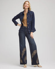 Chico's Outlet Marconi Indigo Embellished High-Rise Wide-Leg Jeans
