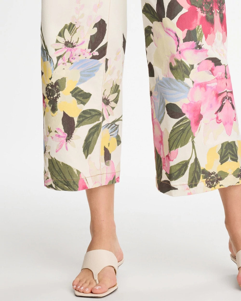 Chico's Online Sea Salt Printed Pull-On Wide Crop Jeans