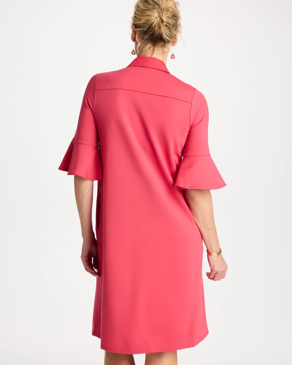 Chico's Online Hot Honeysuckle Knit Flounce Sleeve Dress