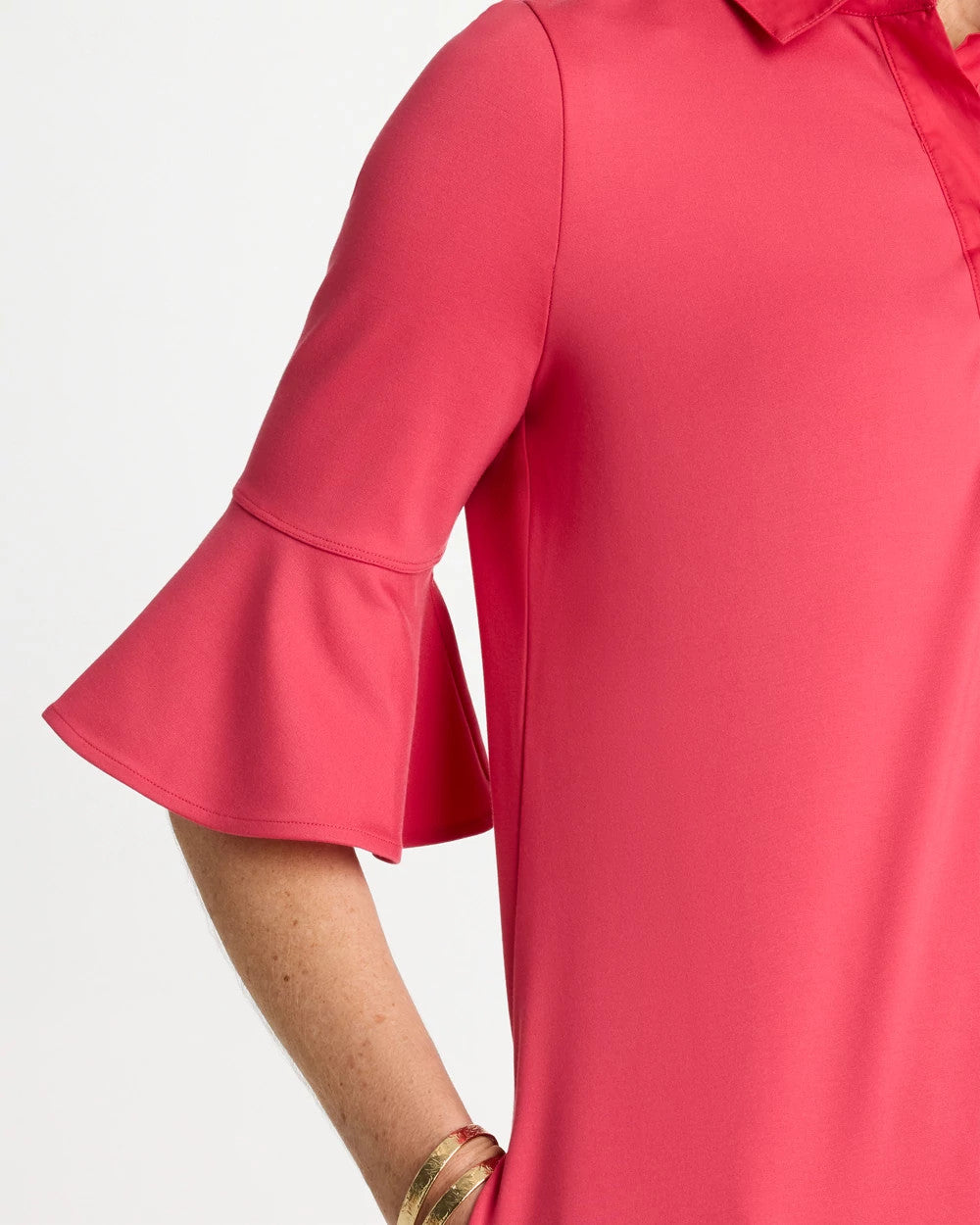 Chico's Online Hot Honeysuckle Knit Flounce Sleeve Dress