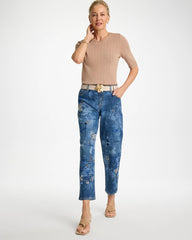Chico's For Sale Daphne Indigo Relaxed Embroidered Boyfriend Jean