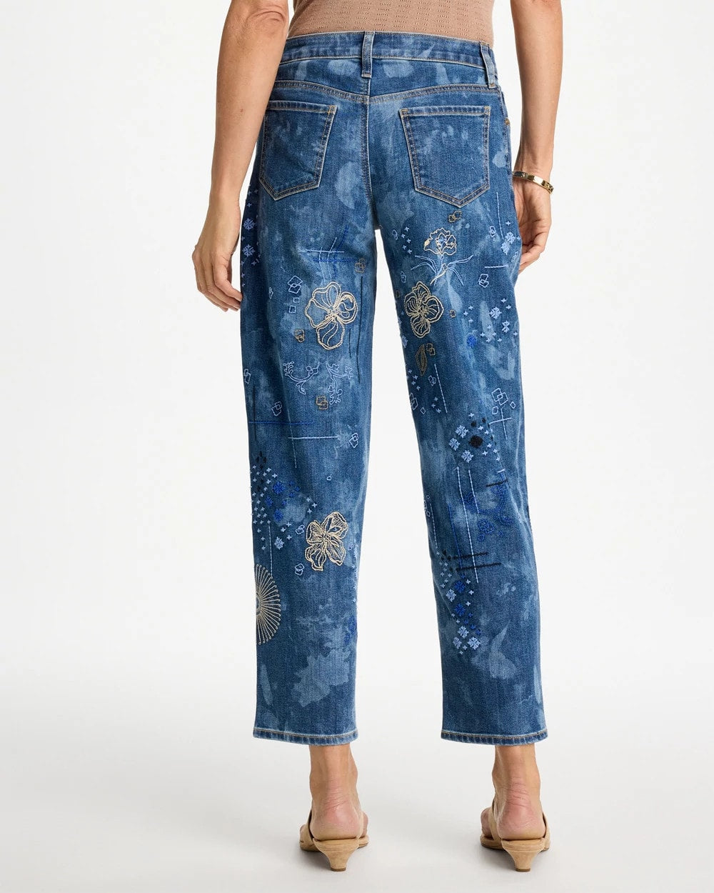 Chico's For Sale Daphne Indigo Relaxed Embroidered Boyfriend Jean