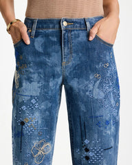 Chico's For Sale Daphne Indigo Relaxed Embroidered Boyfriend Jean
