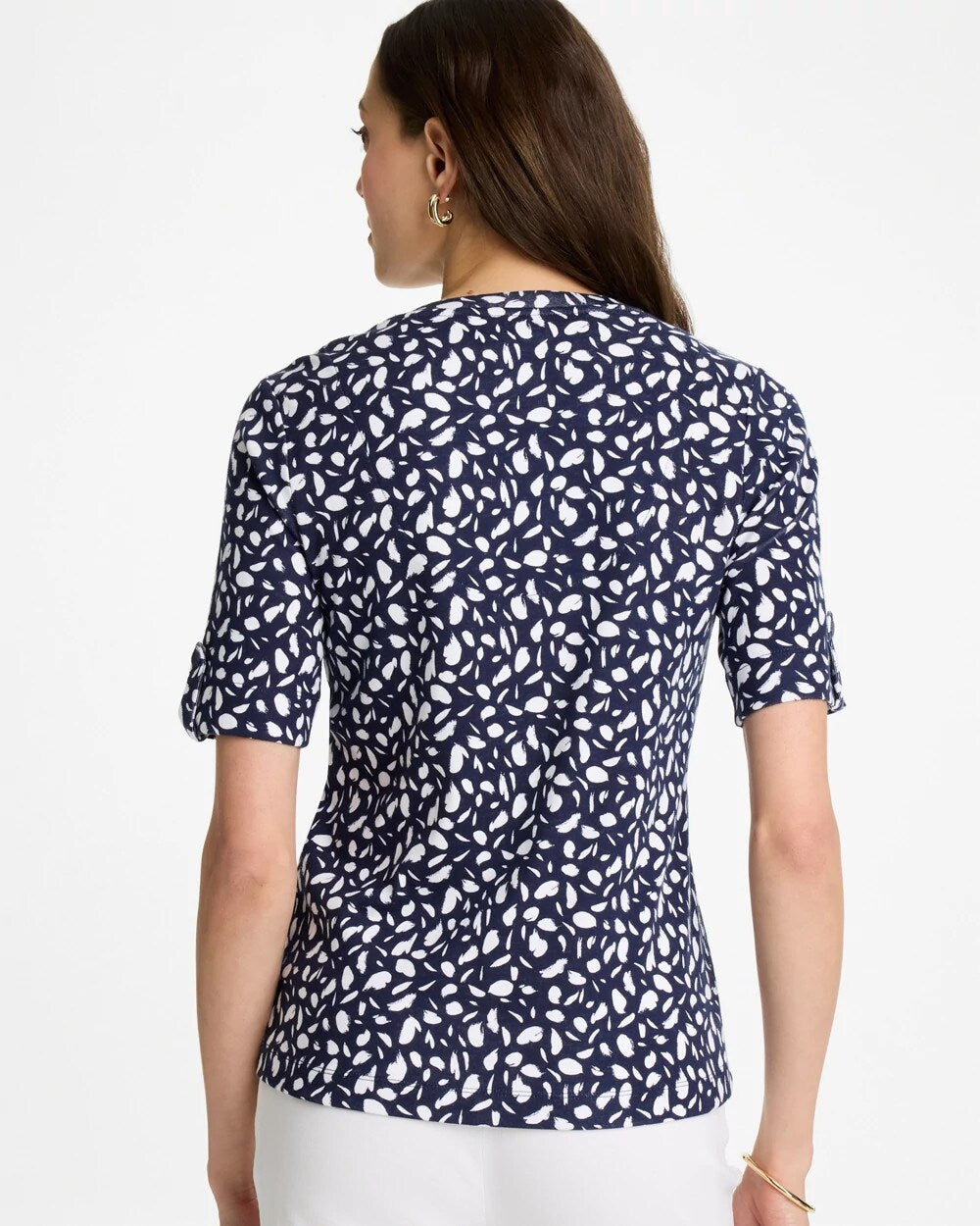 Chico's On Sale Passport Blue Printed Pima V-Neck Tee