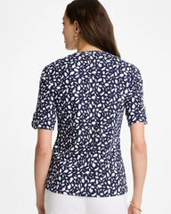 Chico's On Sale Passport Blue Printed Pima V-Neck Tee