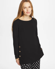 Chico's Sale Black Matte Jersey Button Tunic