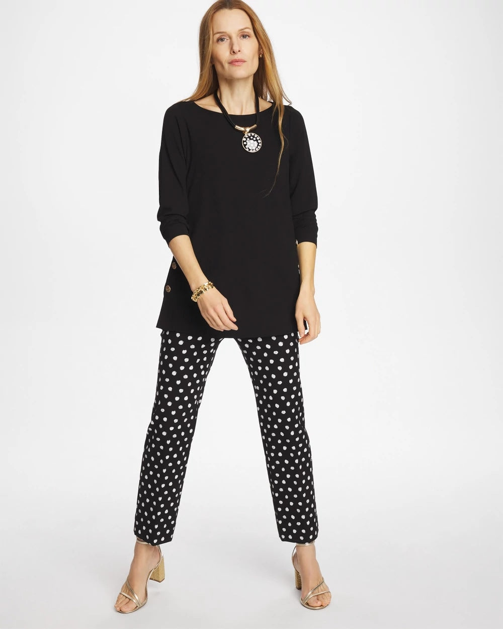 Chico's Sale Black Matte Jersey Button Tunic