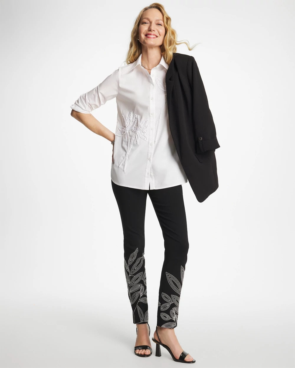 Chico's Outlet Alabaster Poplin Soutache Tunic