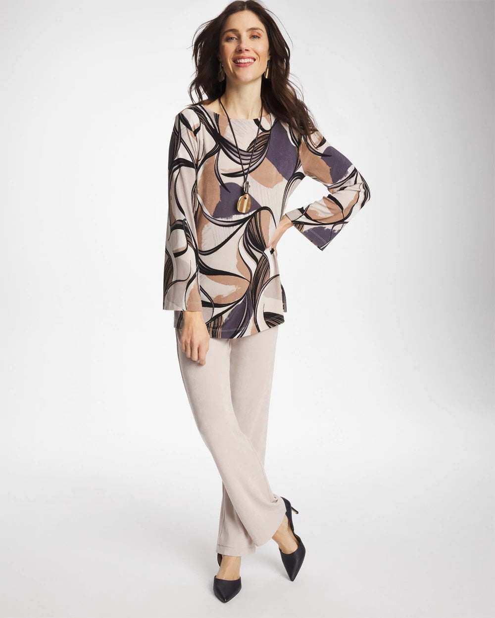 Chico's For Sale Soft Slate Travelers™ Waverly Bell Sleeve Tunic