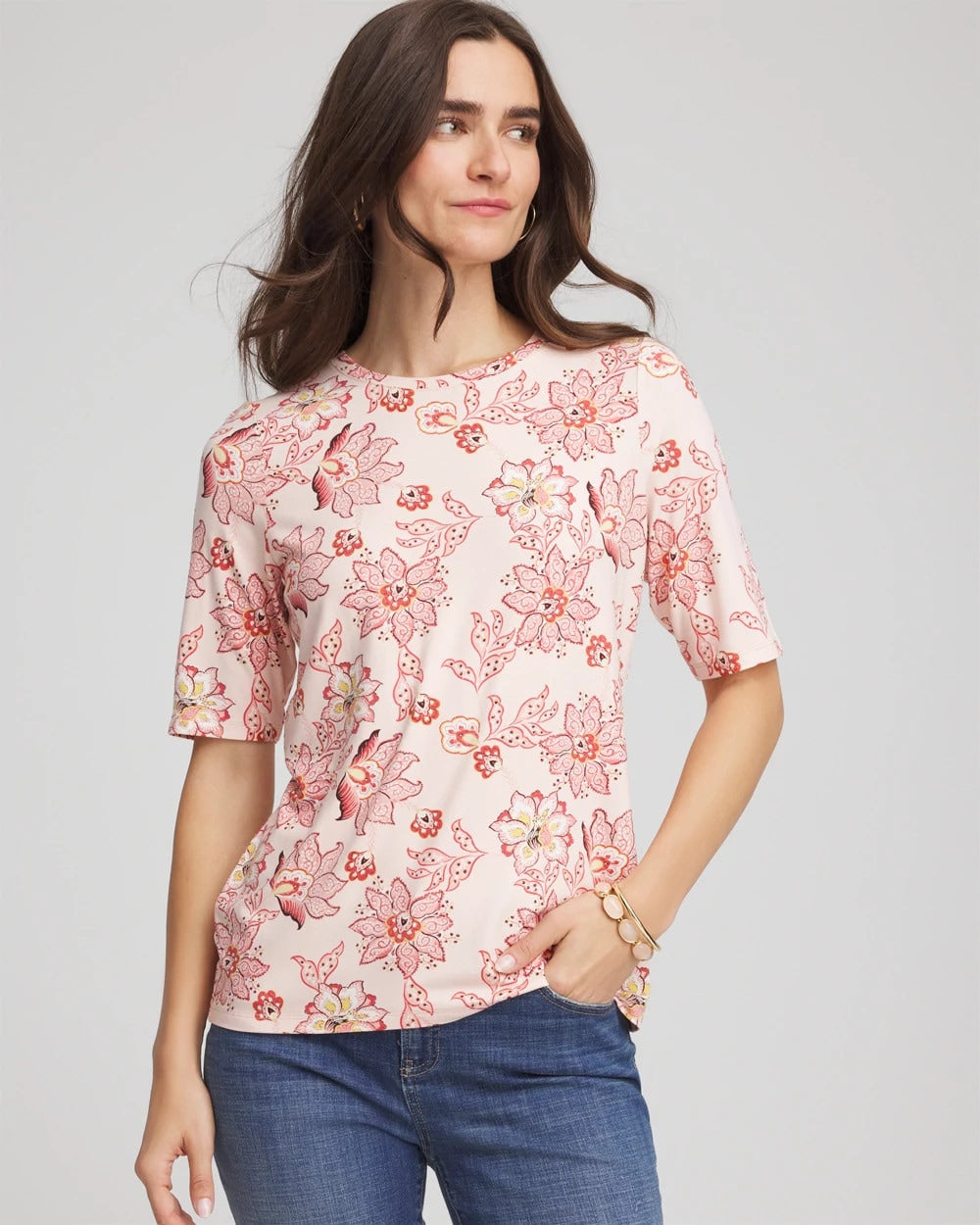 Chico's Online Siesta Rose Elbow Sleeve Tee