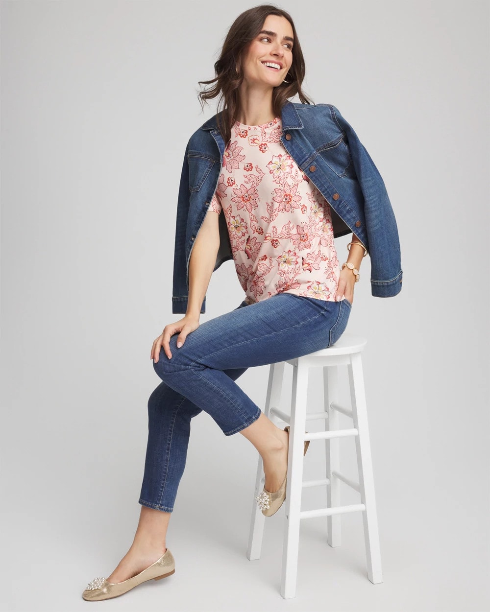 Chico's Online Siesta Rose Elbow Sleeve Tee