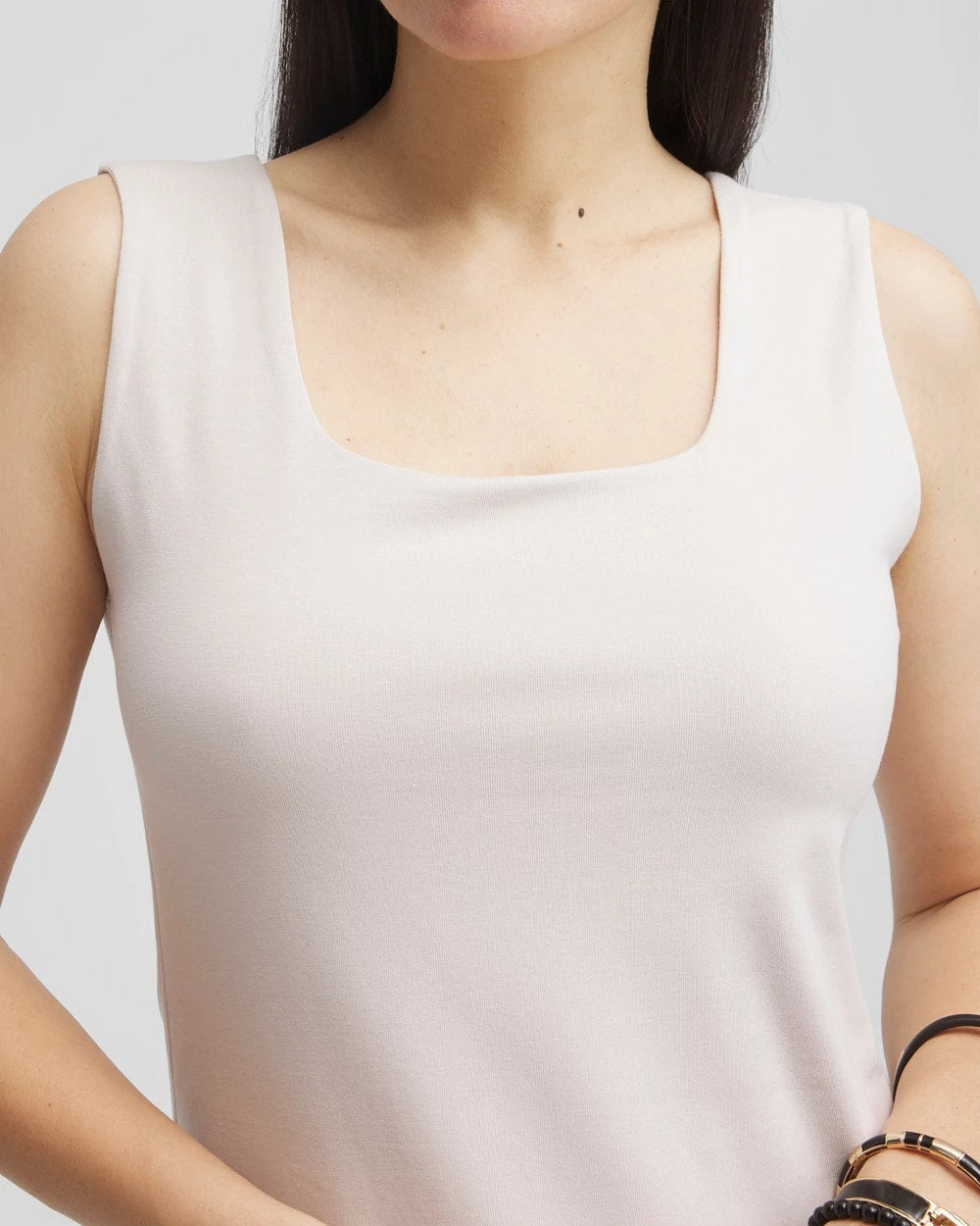 Chico's Sale Smokey Taupe Contour Cotton™ Square Neck Tank