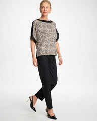 Chico's Online Cattail Brown Printed Jersey & Satin Dolman Tee