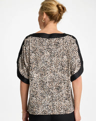 Chico's Online Cattail Brown Printed Jersey & Satin Dolman Tee